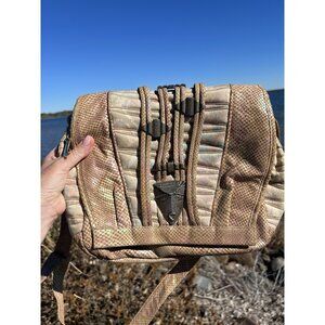 Vintage 80s Sharif iridescent python leather pastel shoulder bag metal boho